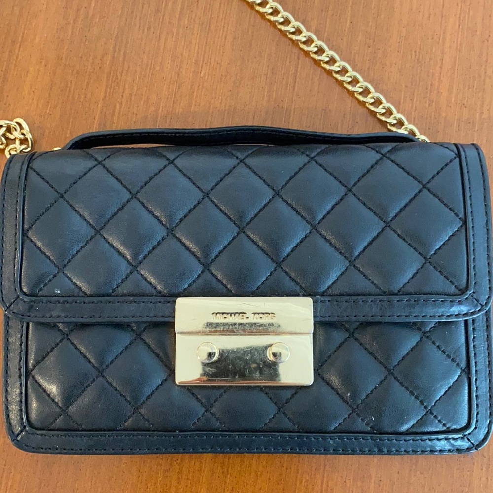 Michael Kors black purse with gold hardware